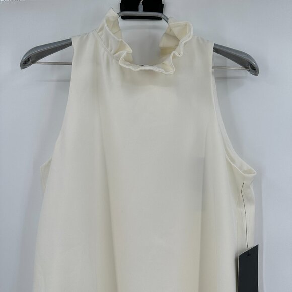 Tuckernuck Ivory Blythe Dress sz M Sleeveless Ruffle Collar Bow Cocktail Party - Picture 2 of 6